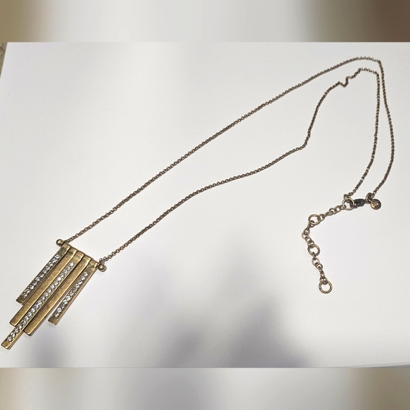 J. Crew Elegant Gold Necklace with Crystal Accents 28 Inches Long - Picture 1 of 3
